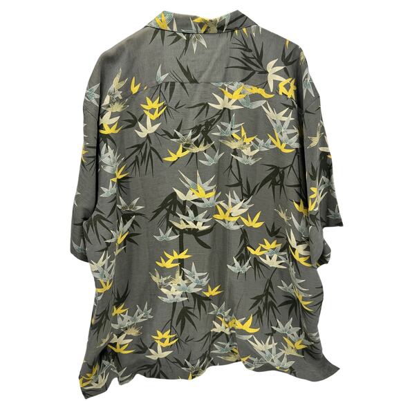 Tommy Bahama Shirt Mens XXL Silk Gray Floral Button Up Tropical Coastal - Picture 3 of 7